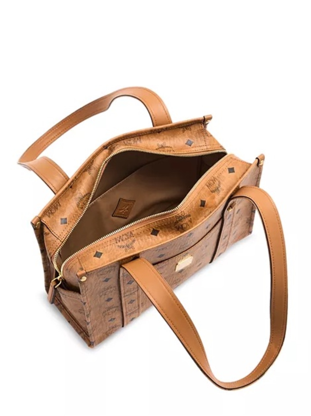 MCM Cognac Visetos Logo Tote Bag - Picture 2 of 10